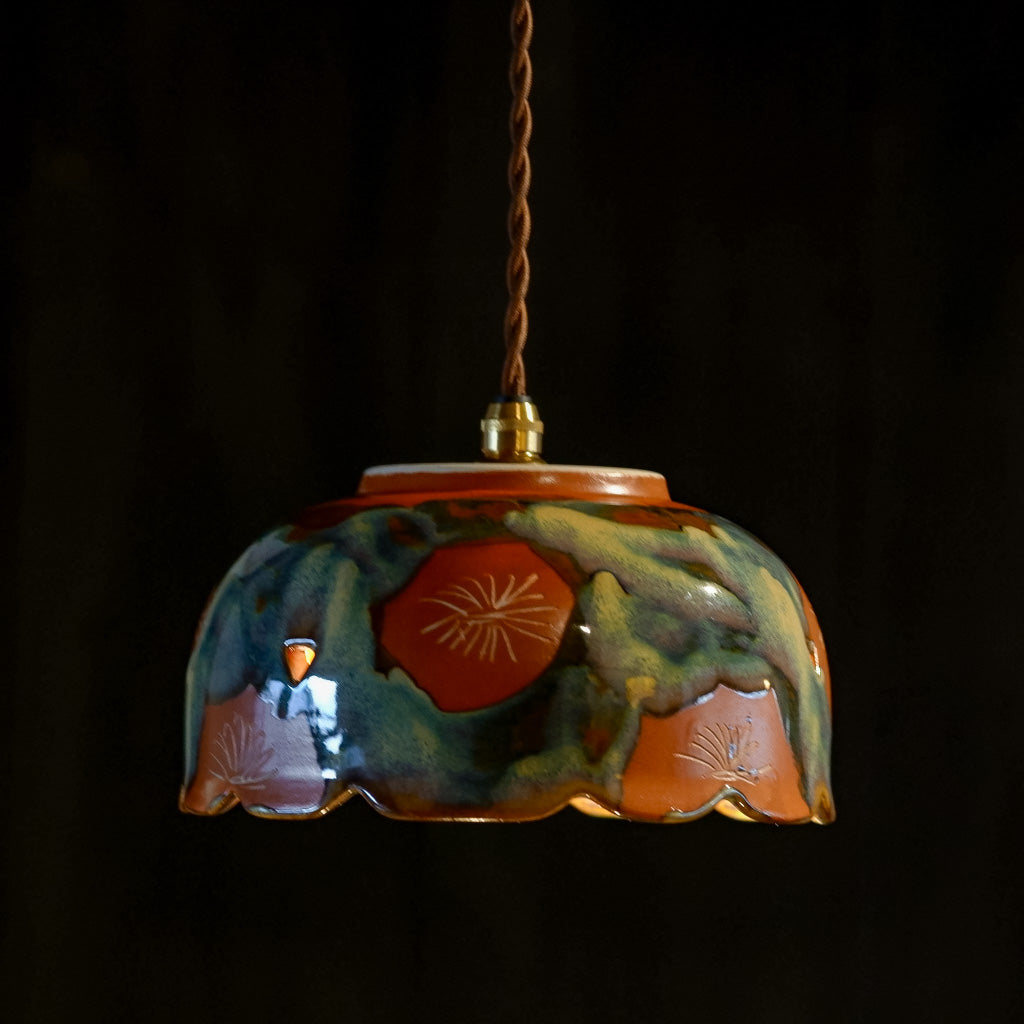 美濃焼｜朱・釉薬｜菓子鉢｜ペンダントライト