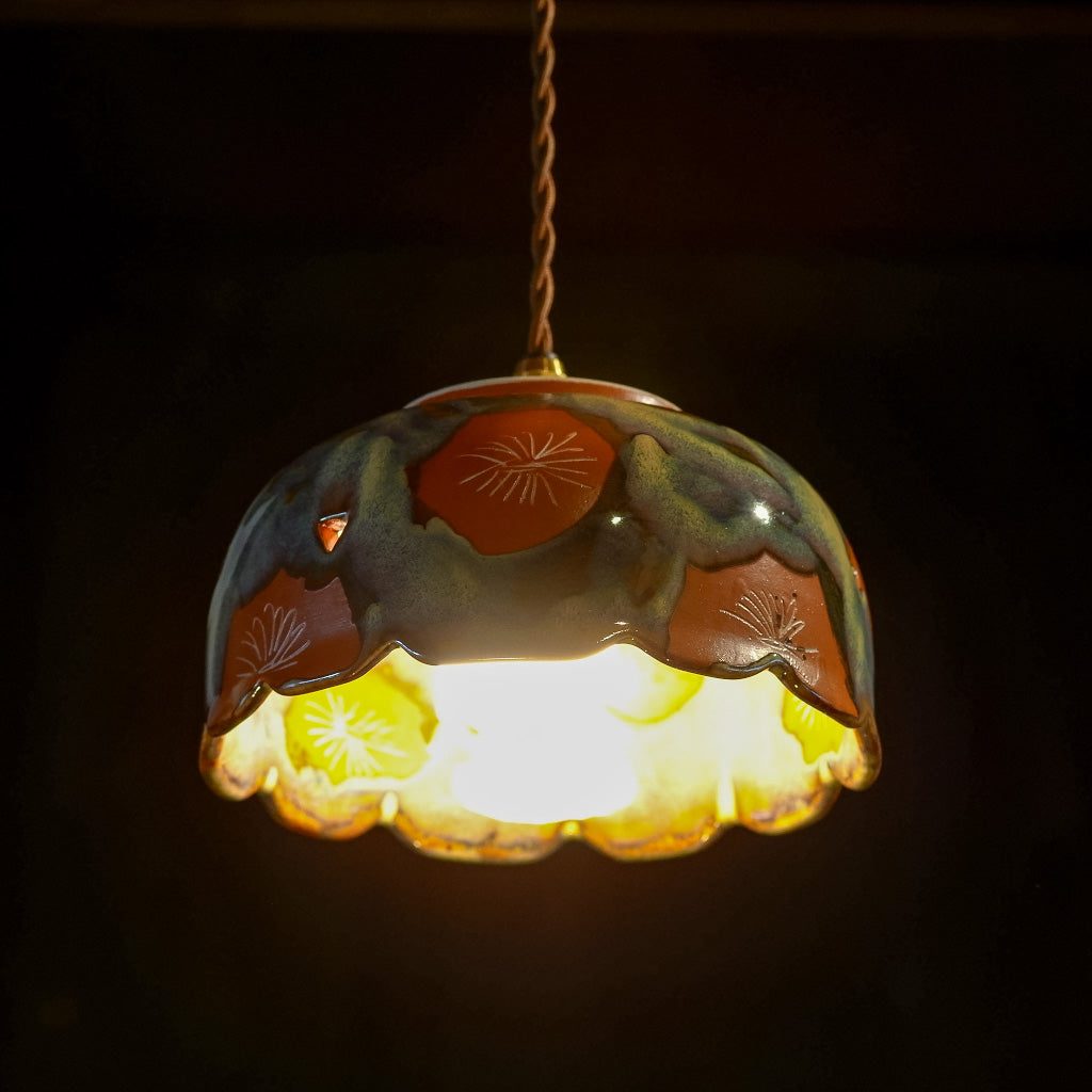 美濃焼｜朱・釉薬｜菓子鉢｜ペンダントライト