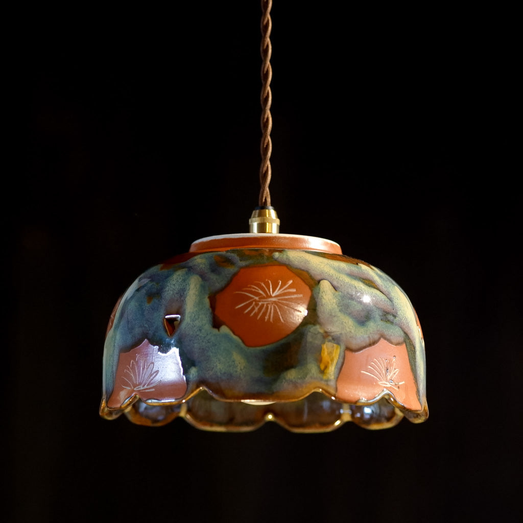 美濃焼｜朱・釉薬｜菓子鉢｜ペンダントライト – アップサイクル照明