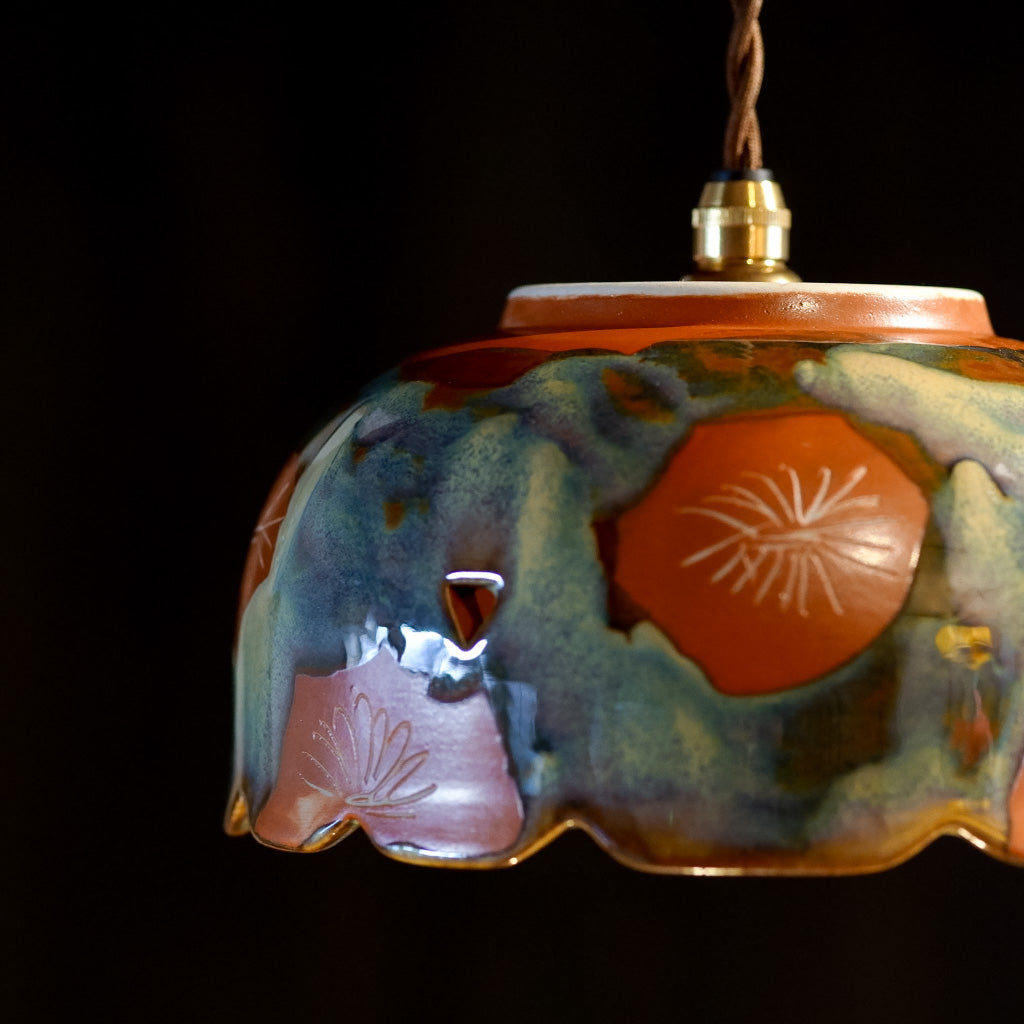 美濃焼｜朱・釉薬｜菓子鉢｜ペンダントライト