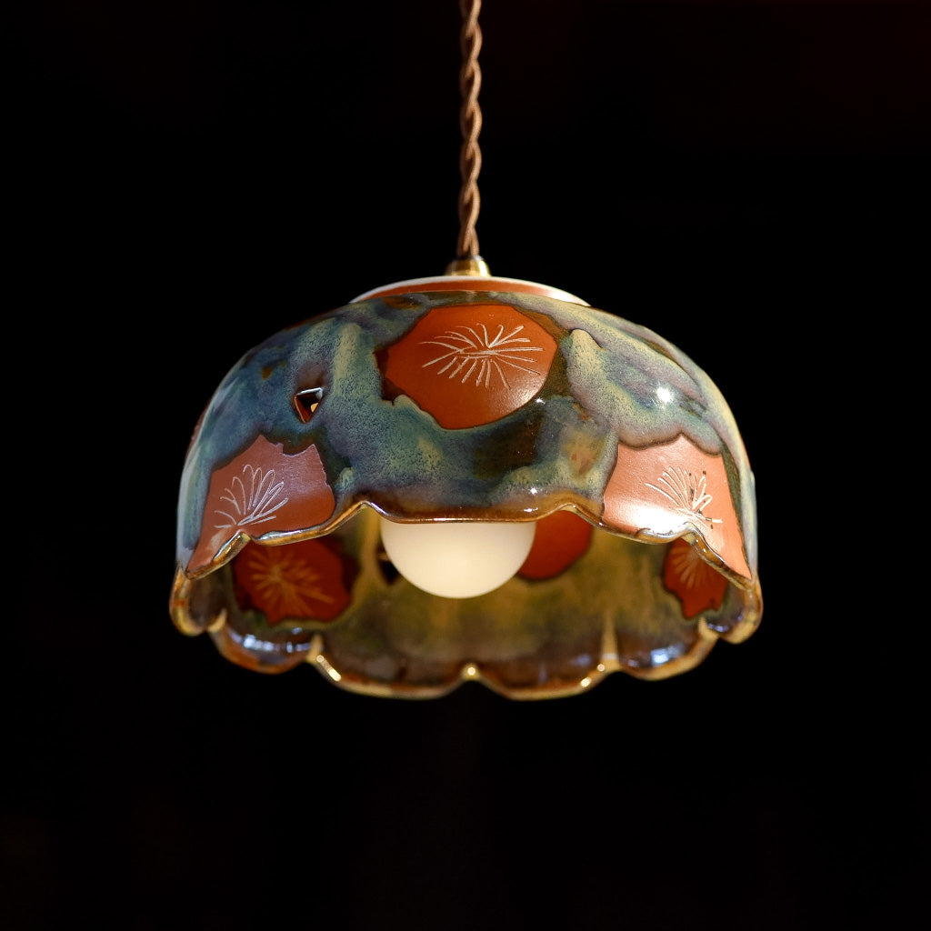 美濃焼｜朱・釉薬｜菓子鉢｜ペンダントライト