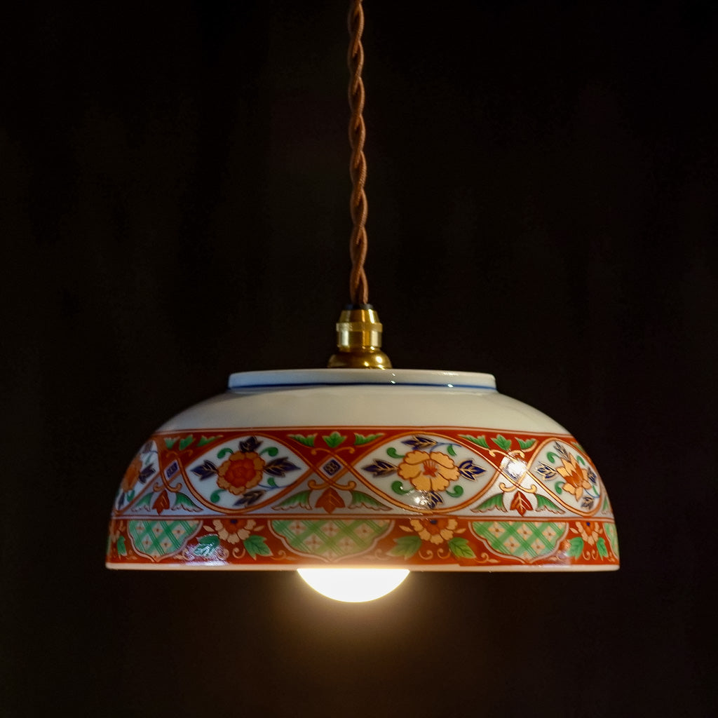 有田焼｜金彩・赤絵｜牡丹｜ペンダントライト