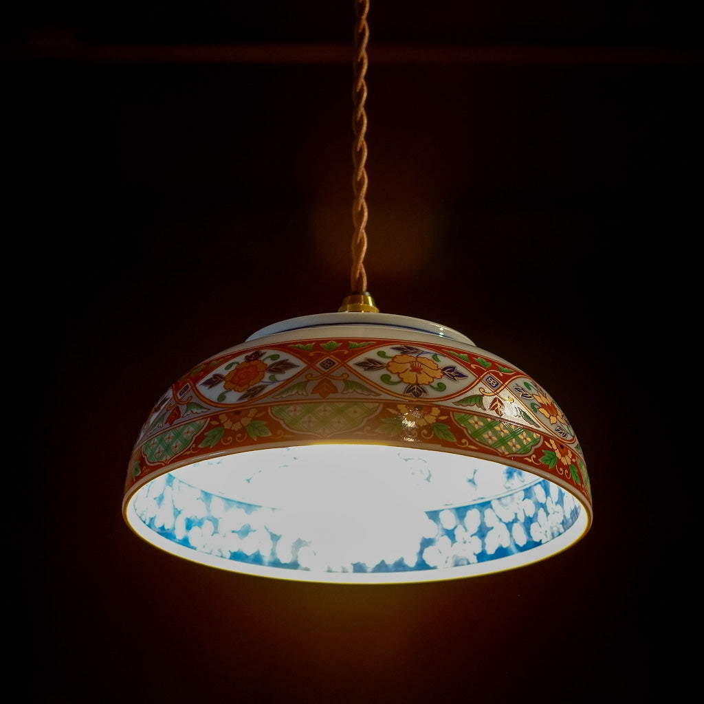 有田焼｜金彩・赤絵｜牡丹｜ペンダントライト