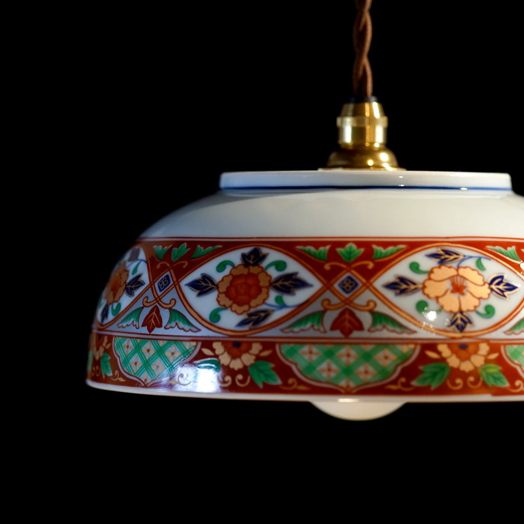 有田焼｜金彩・赤絵｜牡丹｜ペンダントライト