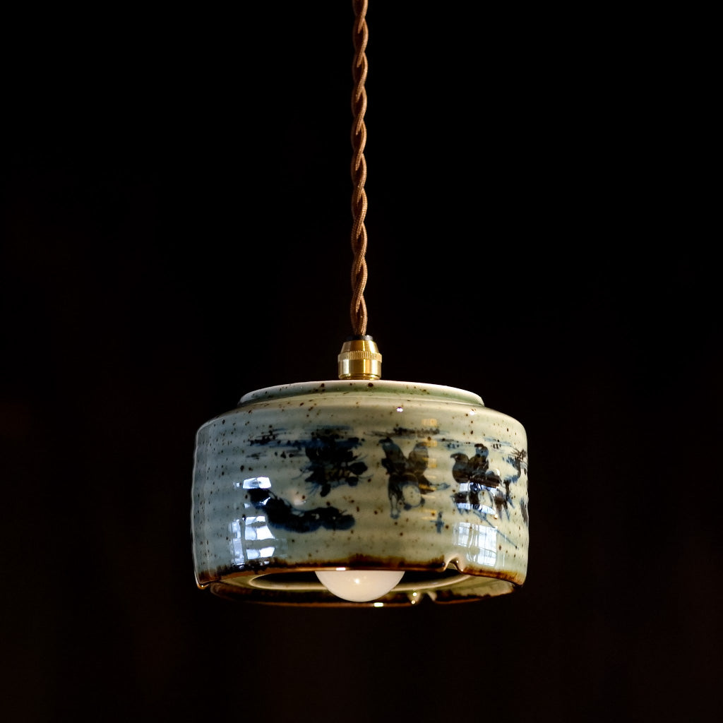 作地未詳｜唐子｜緑味・釉薬｜ペンダントライト
