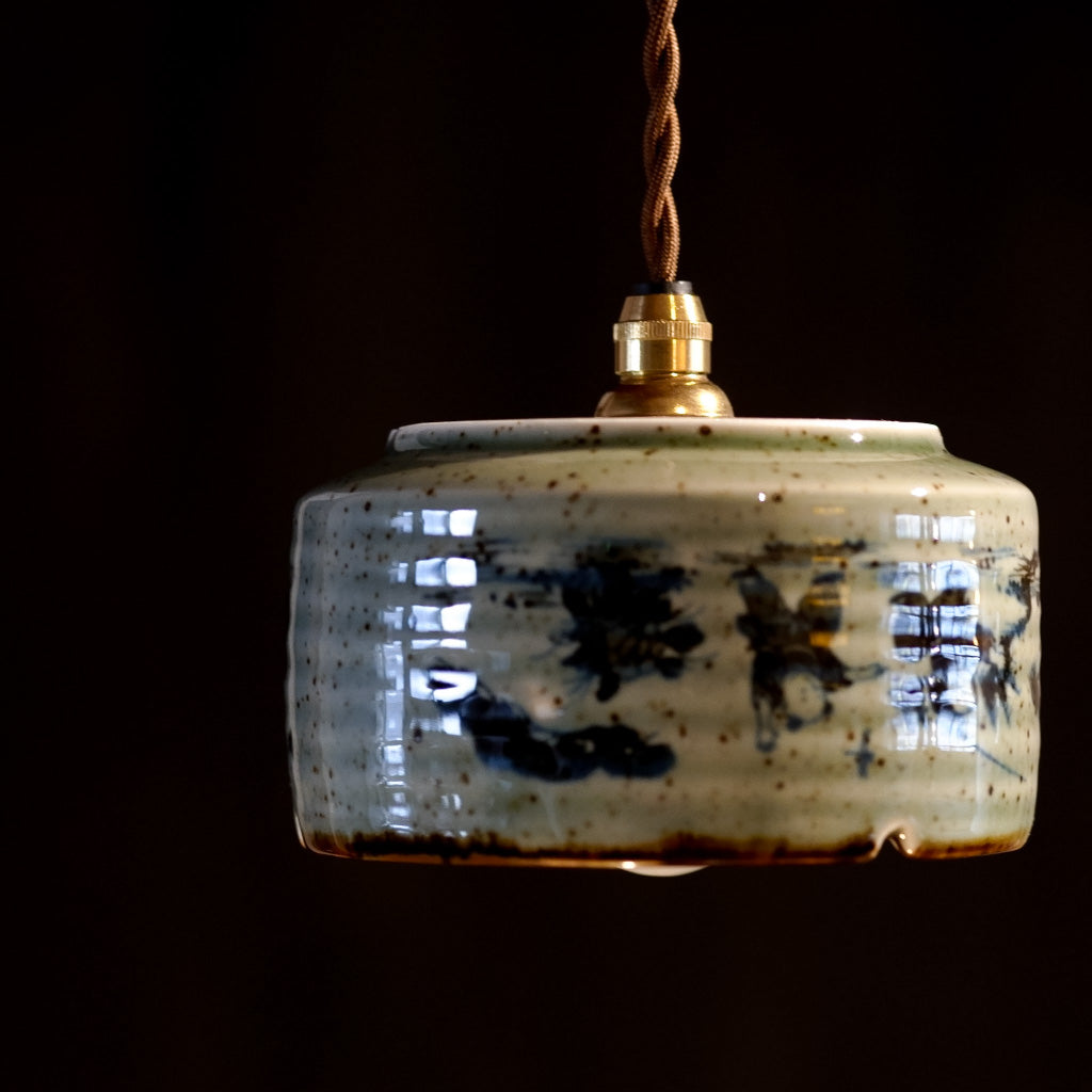 作地未詳｜唐子｜緑味・釉薬｜ペンダントライト