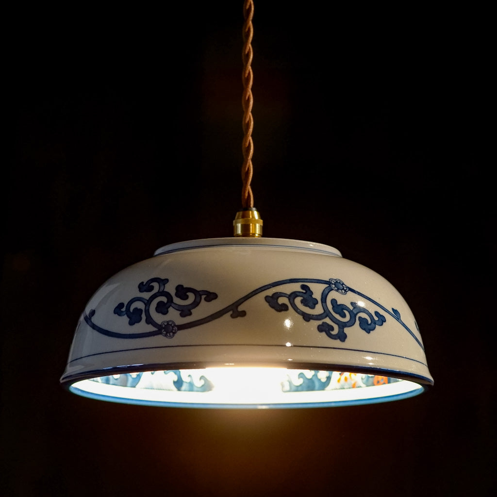 美濃焼｜昭和製陶｜波唐草｜鉢｜ペンダントライト