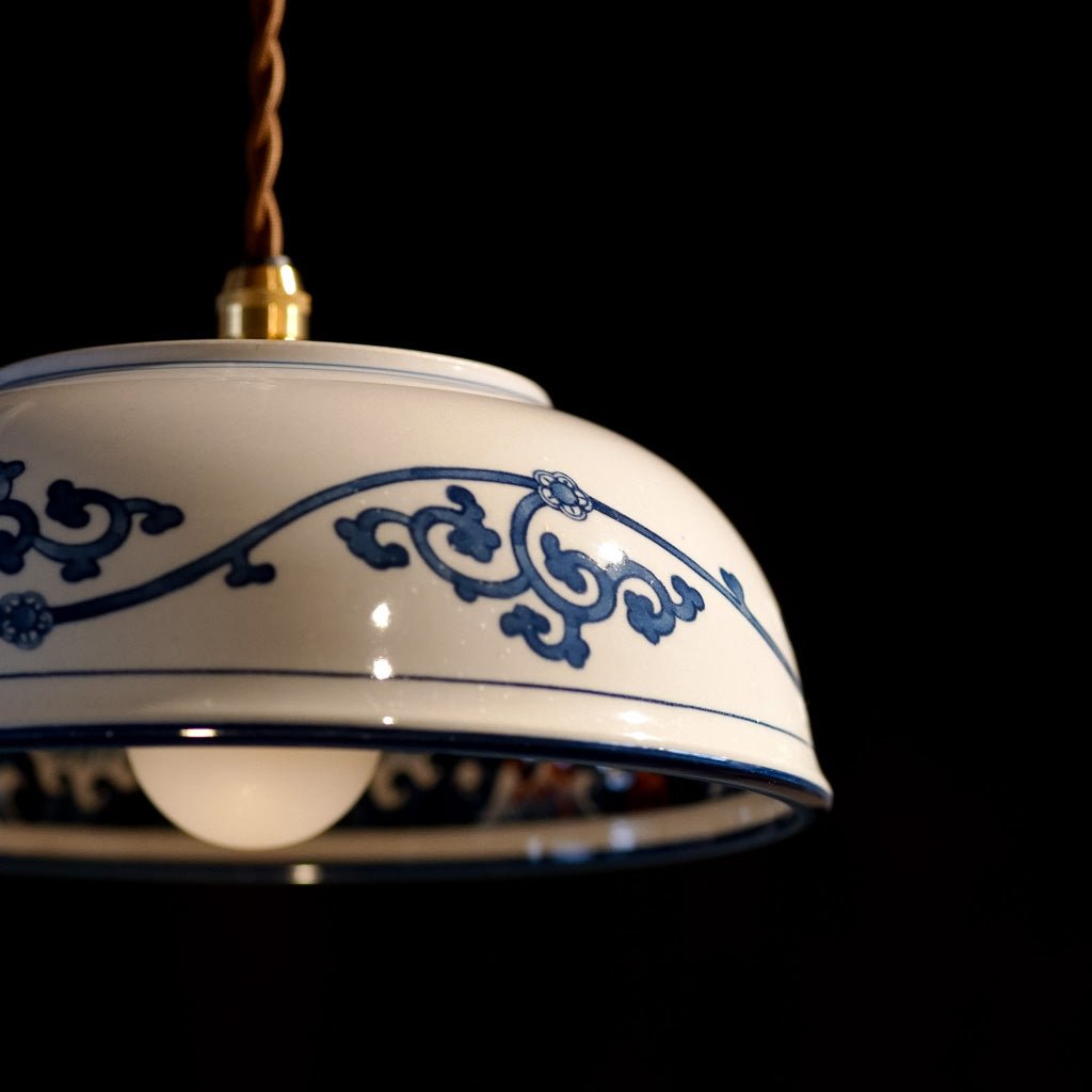 美濃焼｜昭和製陶｜波唐草｜鉢｜ペンダントライト