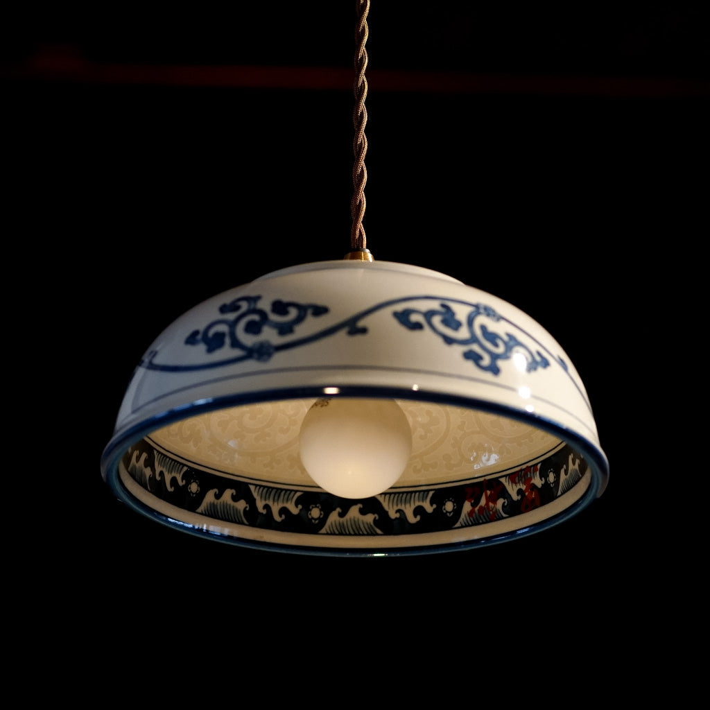 美濃焼｜昭和製陶｜波唐草｜鉢｜ペンダントライト