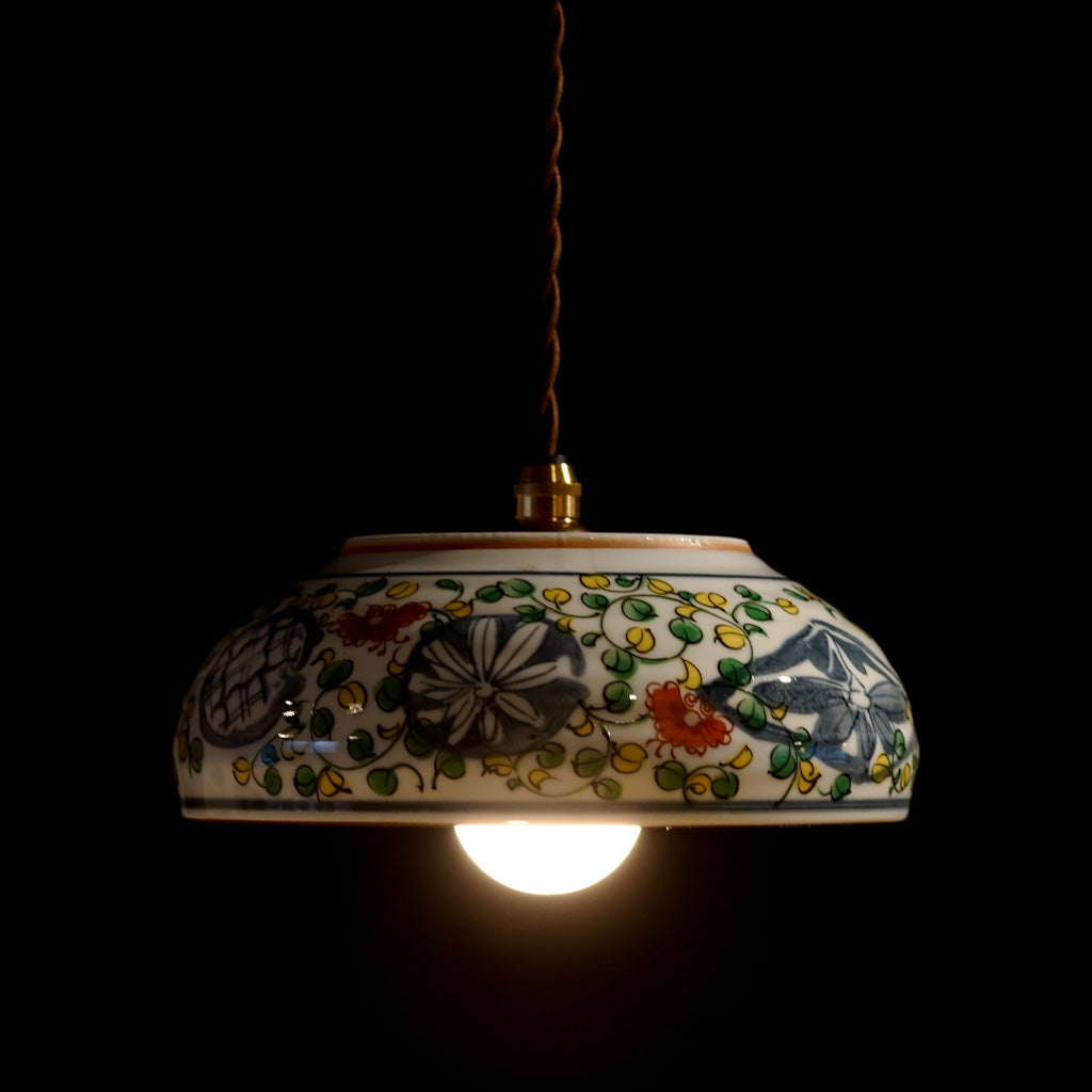 美濃焼｜日峰｜染錦京唐草｜中鉢｜ペンダントライト
