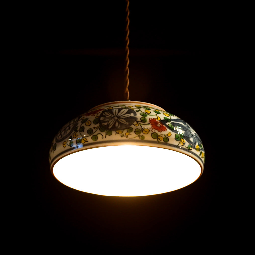 美濃焼｜日峰｜染錦京唐草｜中鉢｜ペンダントライト