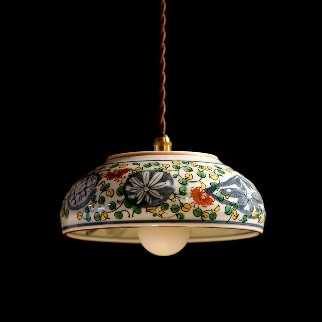 美濃焼｜日峰｜染錦京唐草｜中鉢｜ペンダントライト