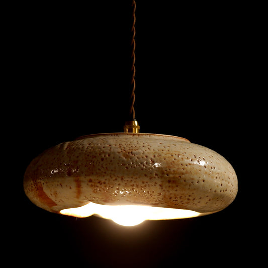 作地未詳｜美濃焼(?)｜土｜鉄点｜ペンダントライト