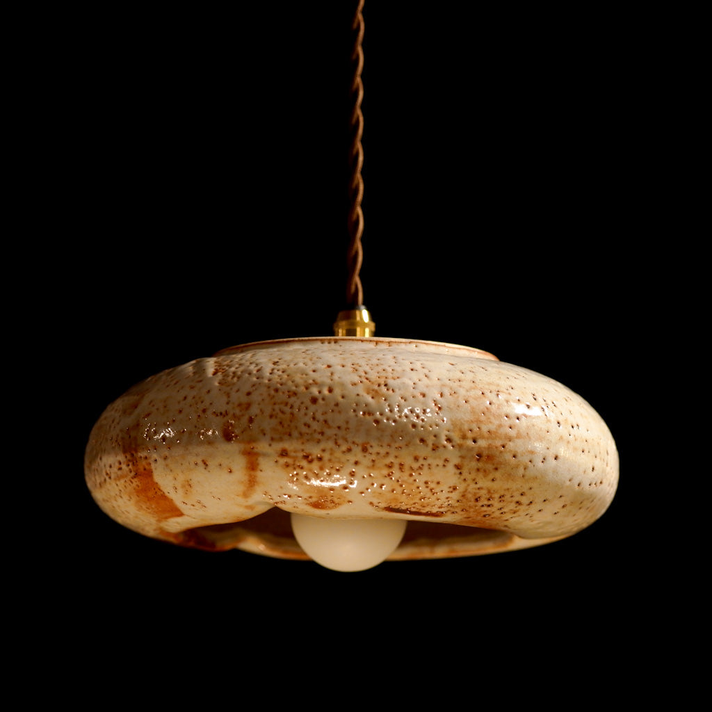 作地未詳｜美濃焼(?)｜土｜鉄点｜ペンダントライト