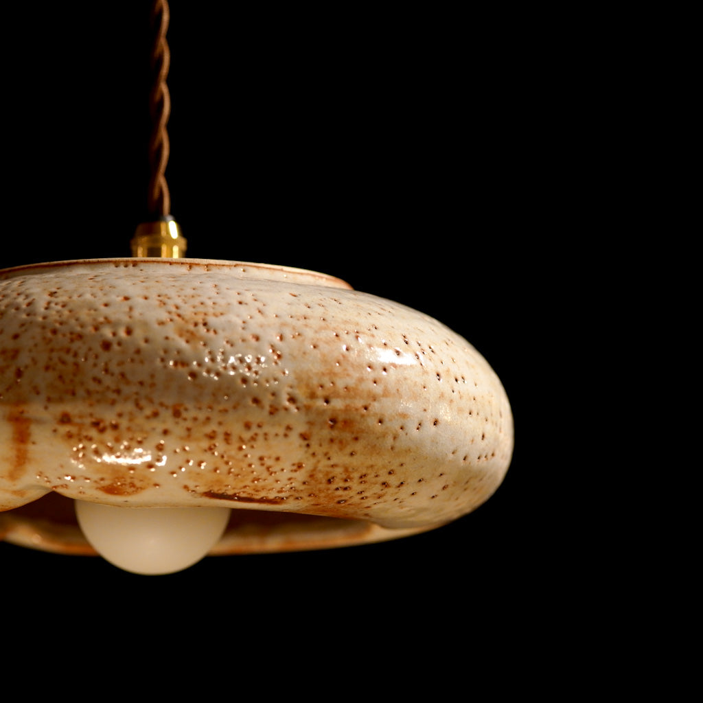 作地未詳｜美濃焼(?)｜土｜鉄点｜ペンダントライト