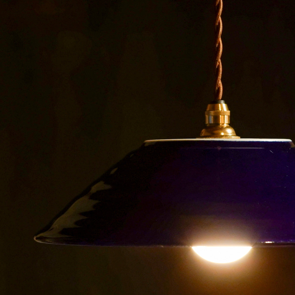 作地未詳｜藍釉薬｜黒刷毛引き｜ペンダントライト