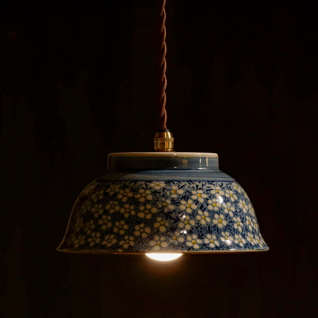 美濃焼｜貫入｜小花｜ペンダントライト