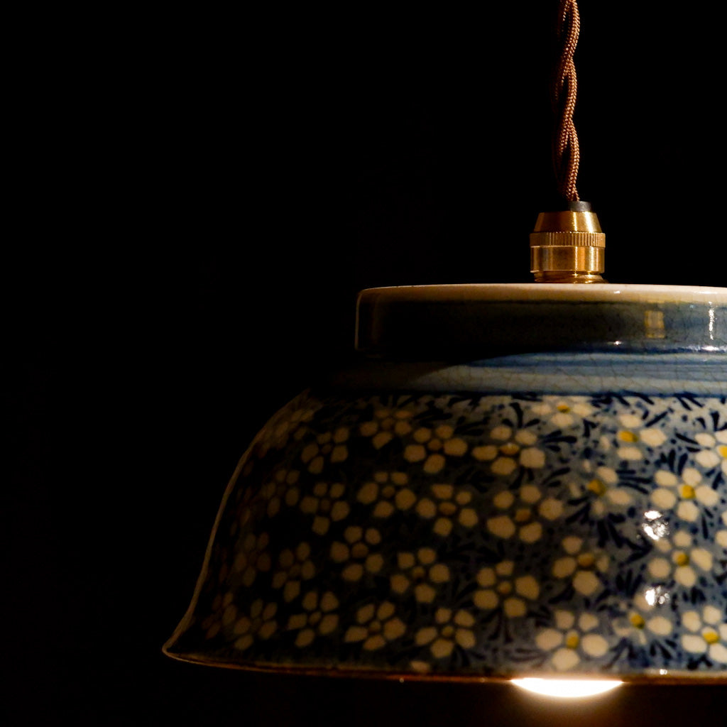 美濃焼｜貫入｜小花｜ペンダントライト