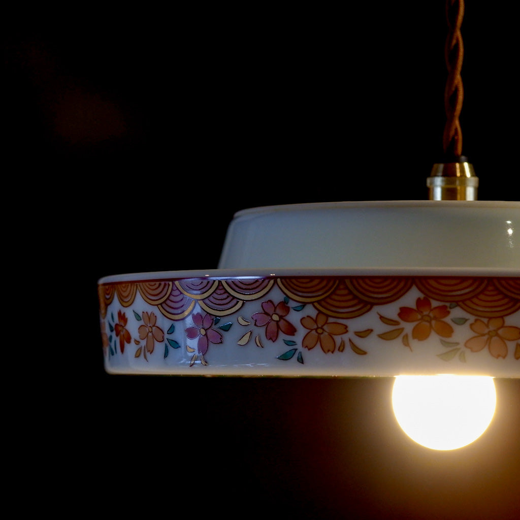 有田焼｜哲山作｜金彩｜緑・多彩色｜ペンダントライト
