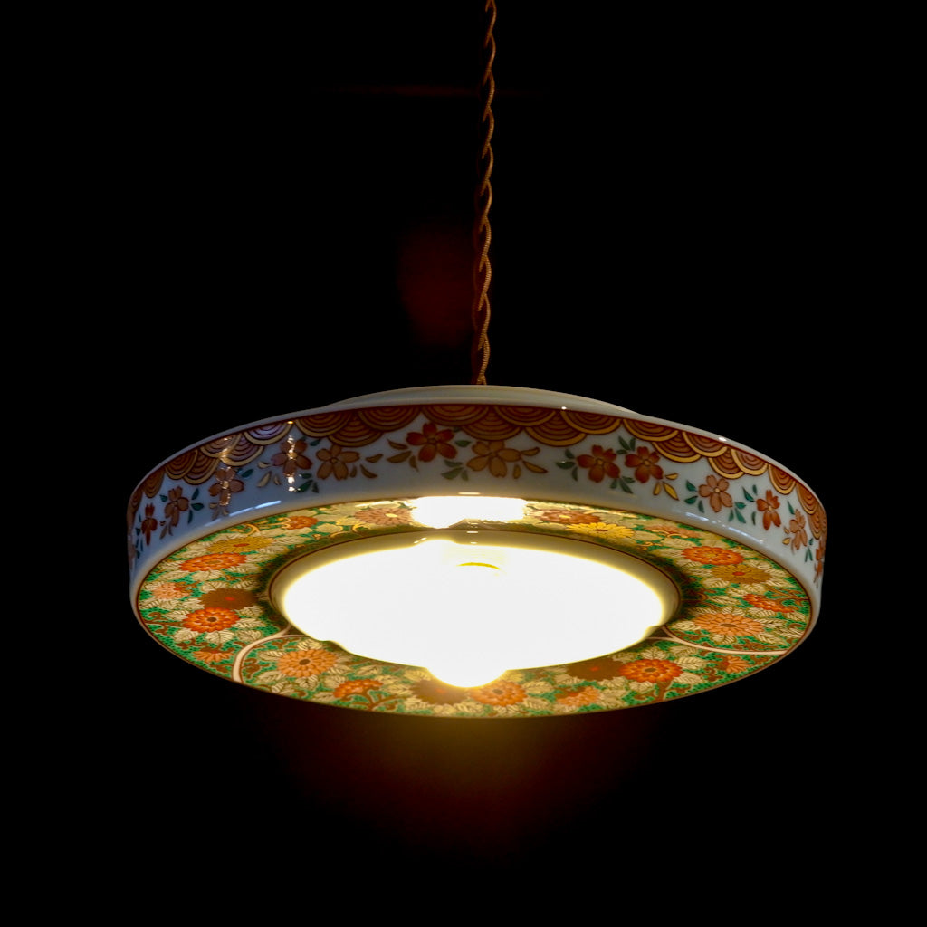 有田焼｜哲山作｜金彩｜緑・多彩色｜ペンダントライト