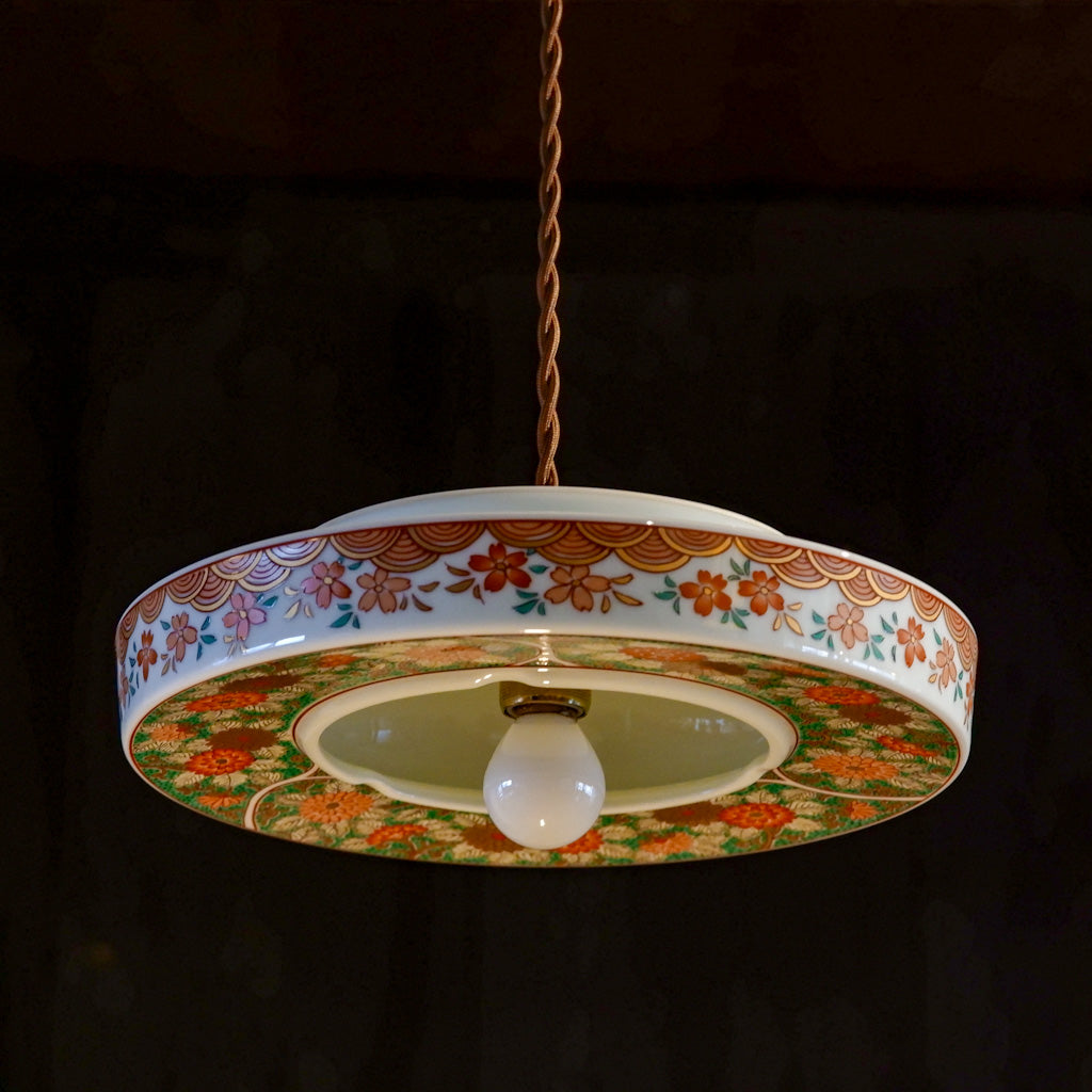 有田焼｜哲山作｜金彩｜緑・多彩色｜ペンダントライト