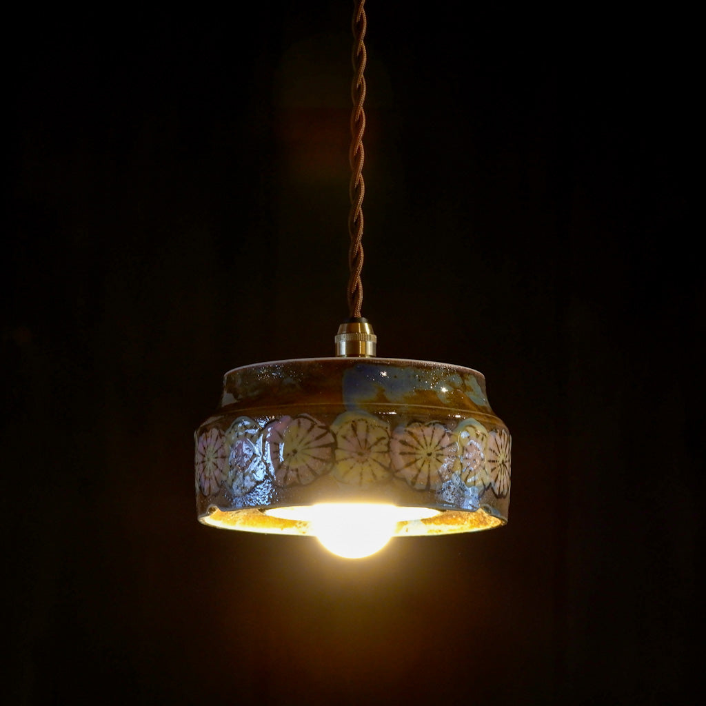 作地未詳｜土物｜花柄｜ペンダントライト