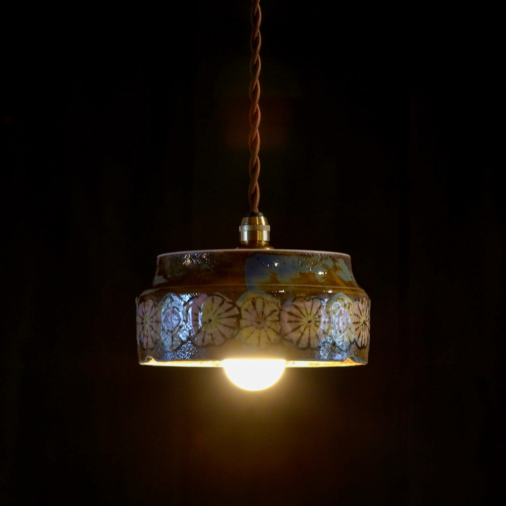 作地未詳｜土物｜花柄｜ペンダントライト