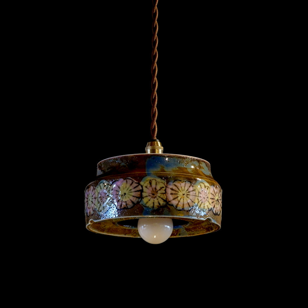 作地未詳｜土物｜花柄｜ペンダントライト
