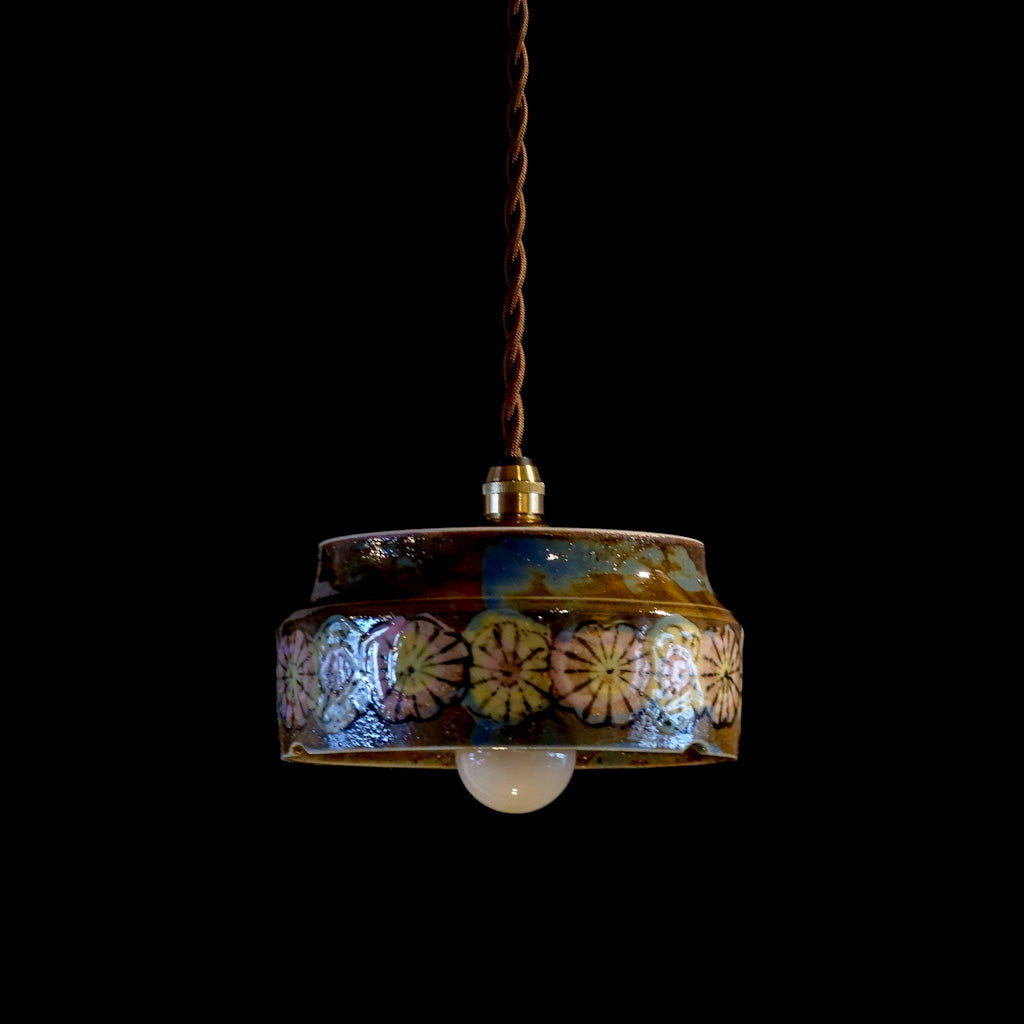 作地未詳｜土物｜花柄｜ペンダントライト