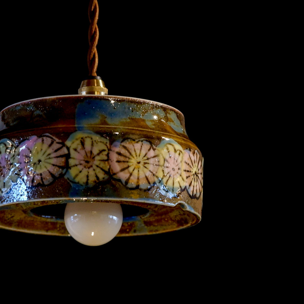 作地未詳｜土物｜花柄｜ペンダントライト