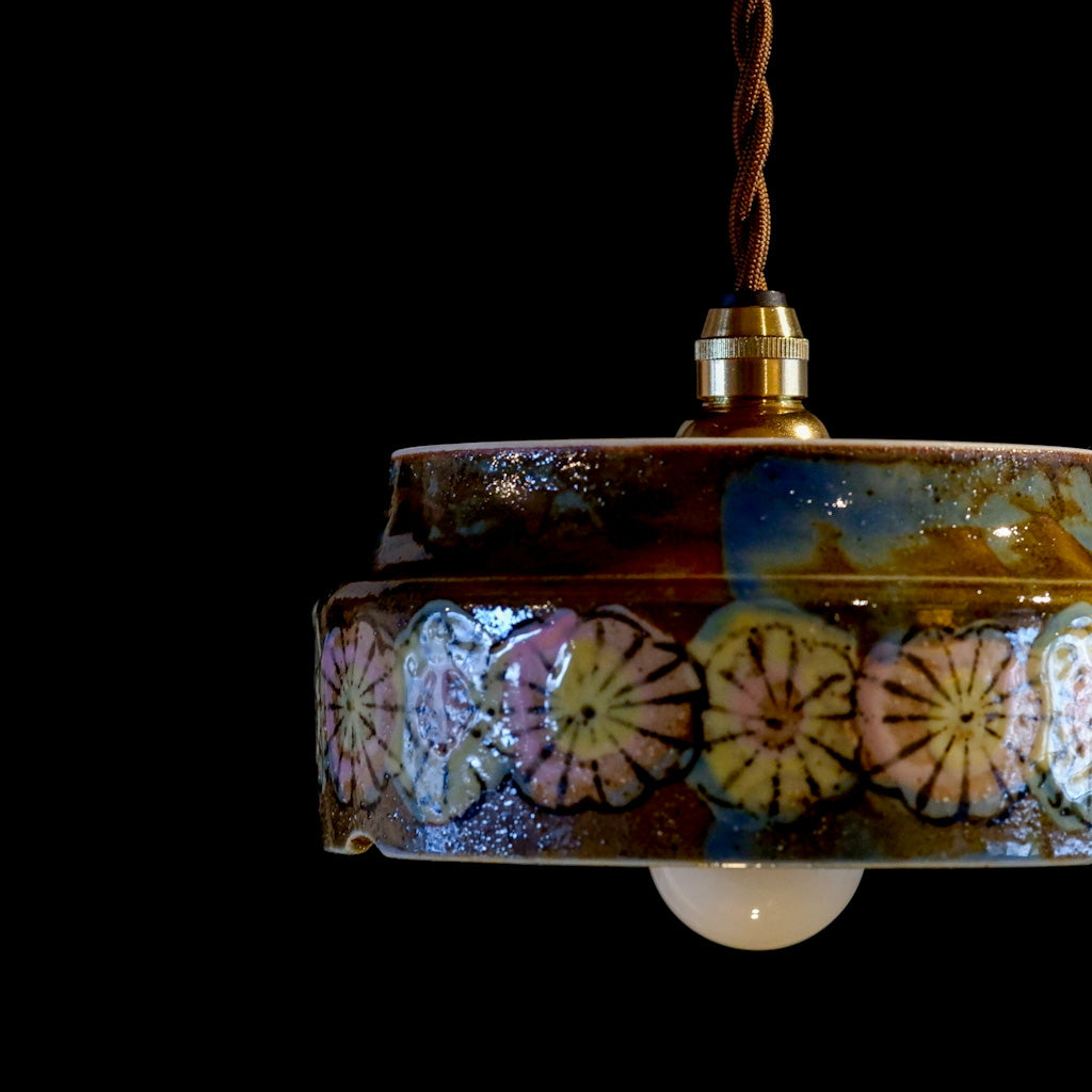 作地未詳｜土物｜花柄｜ペンダントライト