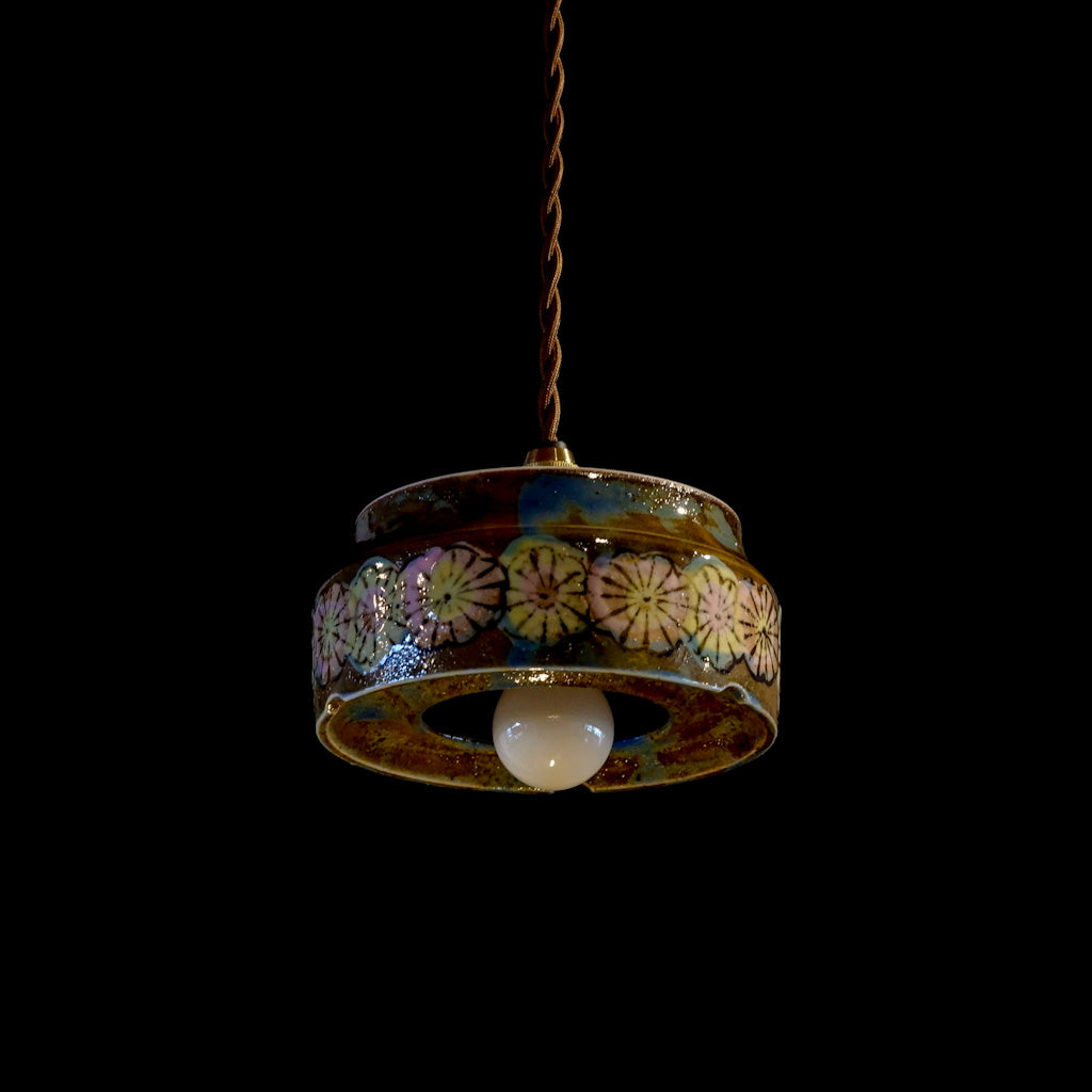 作地未詳｜土物｜花柄｜ペンダントライト