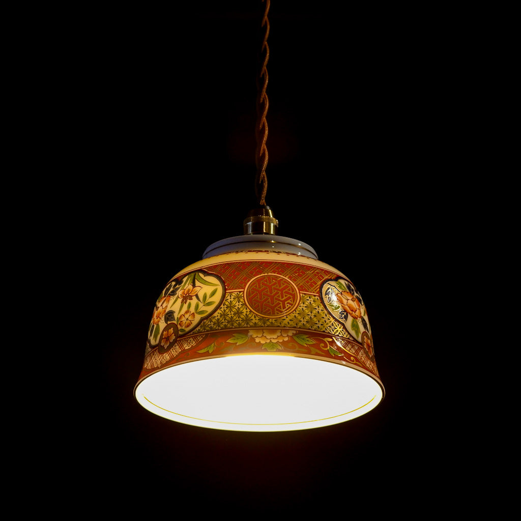 美濃焼｜庫山窯｜フタ付き茶碗｜ペンダントライト