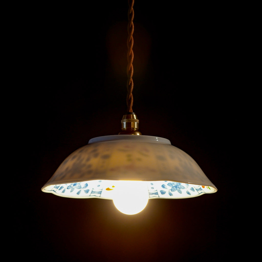 作地未詳｜たち吉｜鉢｜赤絵・草文様｜ペンダントライト