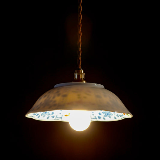 作地未詳｜たち吉｜鉢｜赤絵・草文様｜ペンダントライト