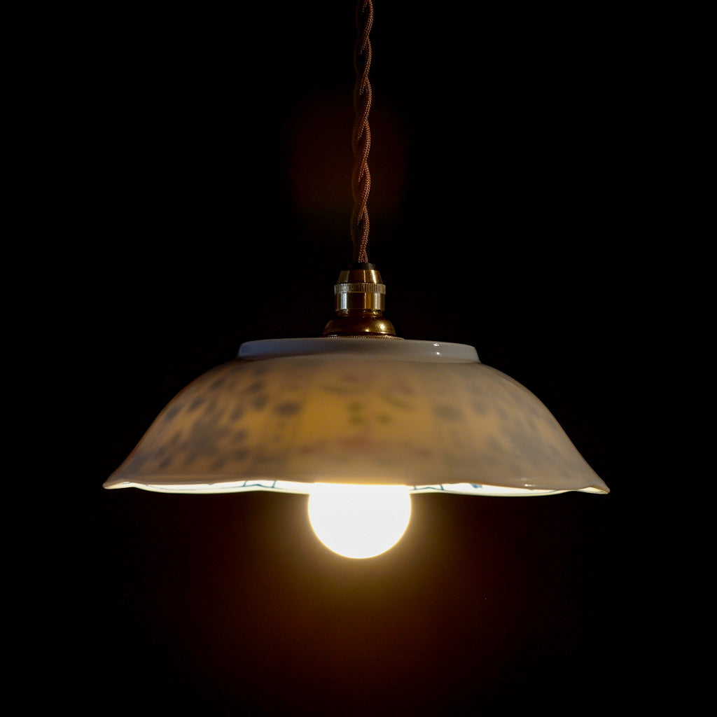 作地未詳｜たち吉｜鉢｜赤絵・草文様｜ペンダントライト