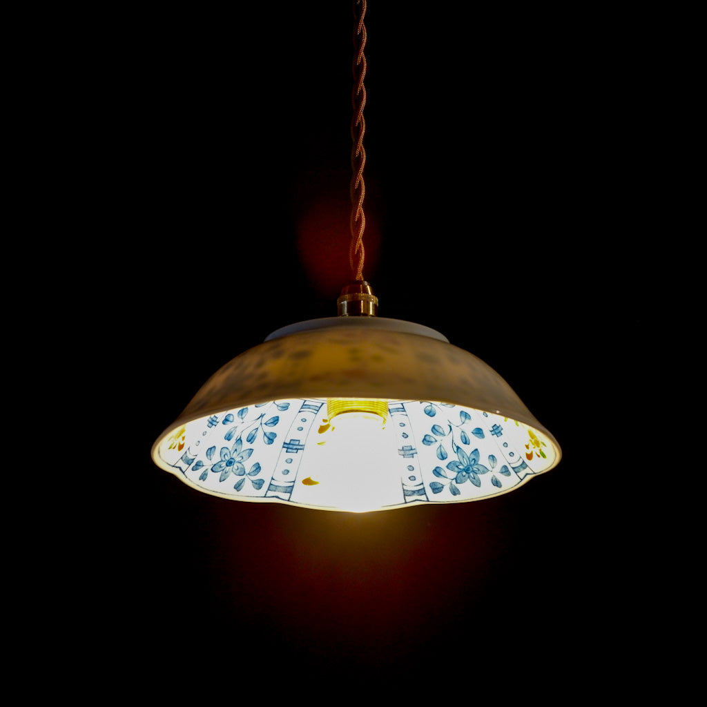 作地未詳｜たち吉｜鉢｜赤絵・草文様｜ペンダントライト