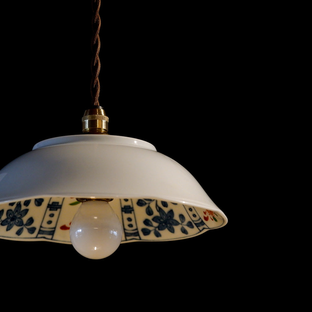 作地未詳｜たち吉｜鉢｜赤絵・草文様｜ペンダントライト