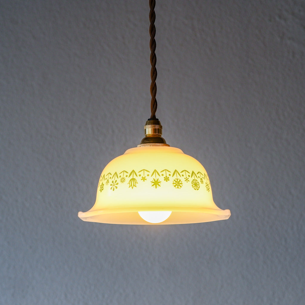 GLASBAKE｜キャセロール｜ミルクガラス｜緑｜ペンダントライト