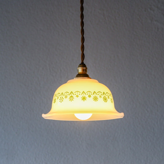 GLASBAKE｜キャセロール｜ミルクガラス｜緑｜ペンダントライト