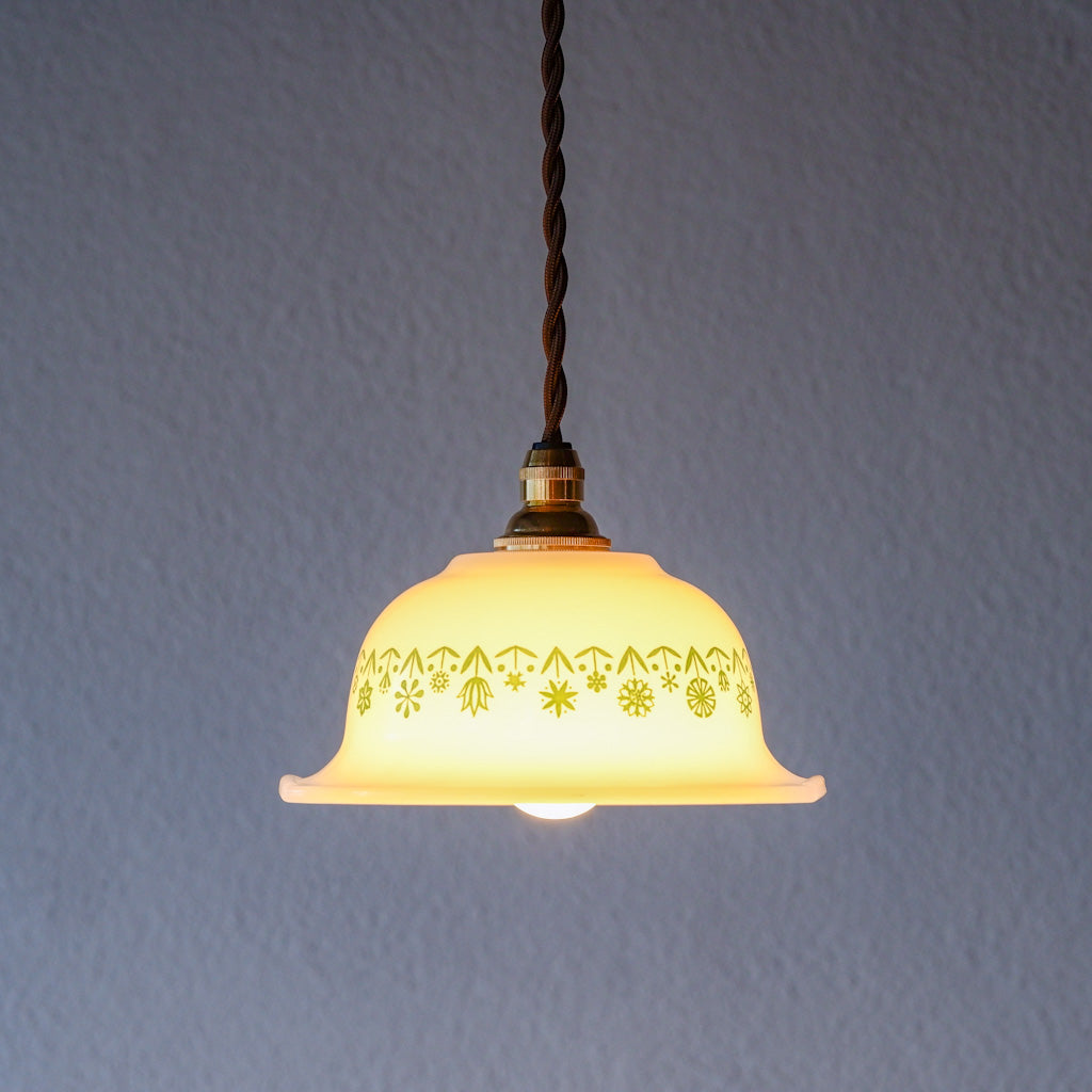 GLASBAKE｜キャセロール｜ミルクガラス｜緑｜ペンダントライト