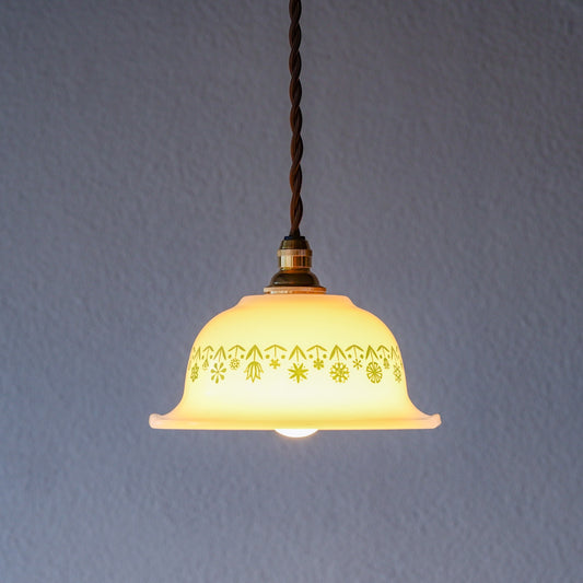 GLASBAKE｜キャセロール｜ミルクガラス｜緑｜ペンダントライト