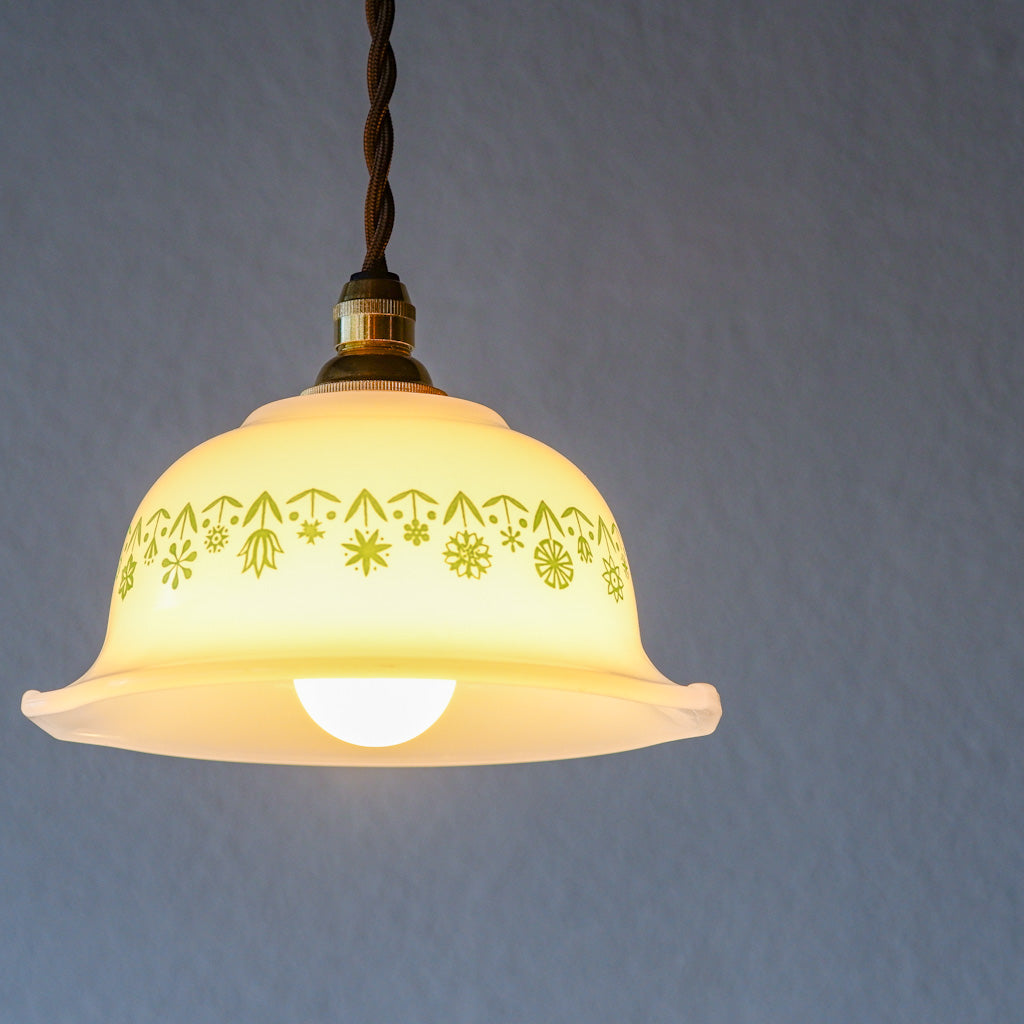 GLASBAKE｜キャセロール｜ミルクガラス｜緑｜ペンダントライト