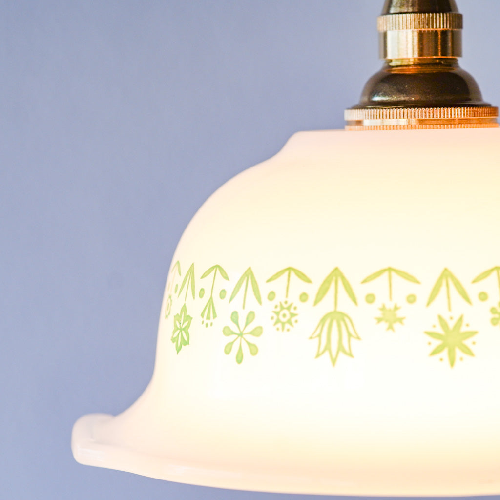 GLASBAKE｜キャセロール｜ミルクガラス｜緑｜ペンダントライト