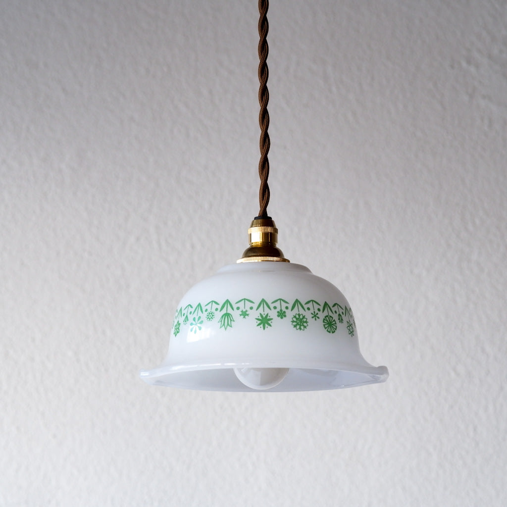 GLASBAKE｜キャセロール｜ミルクガラス｜緑｜ペンダントライト