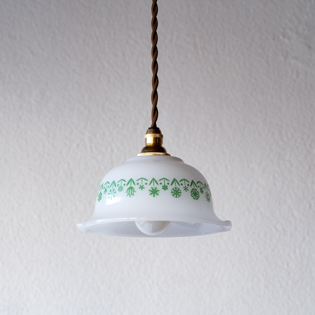GLASBAKE｜キャセロール｜ミルクガラス｜緑｜ペンダントライト