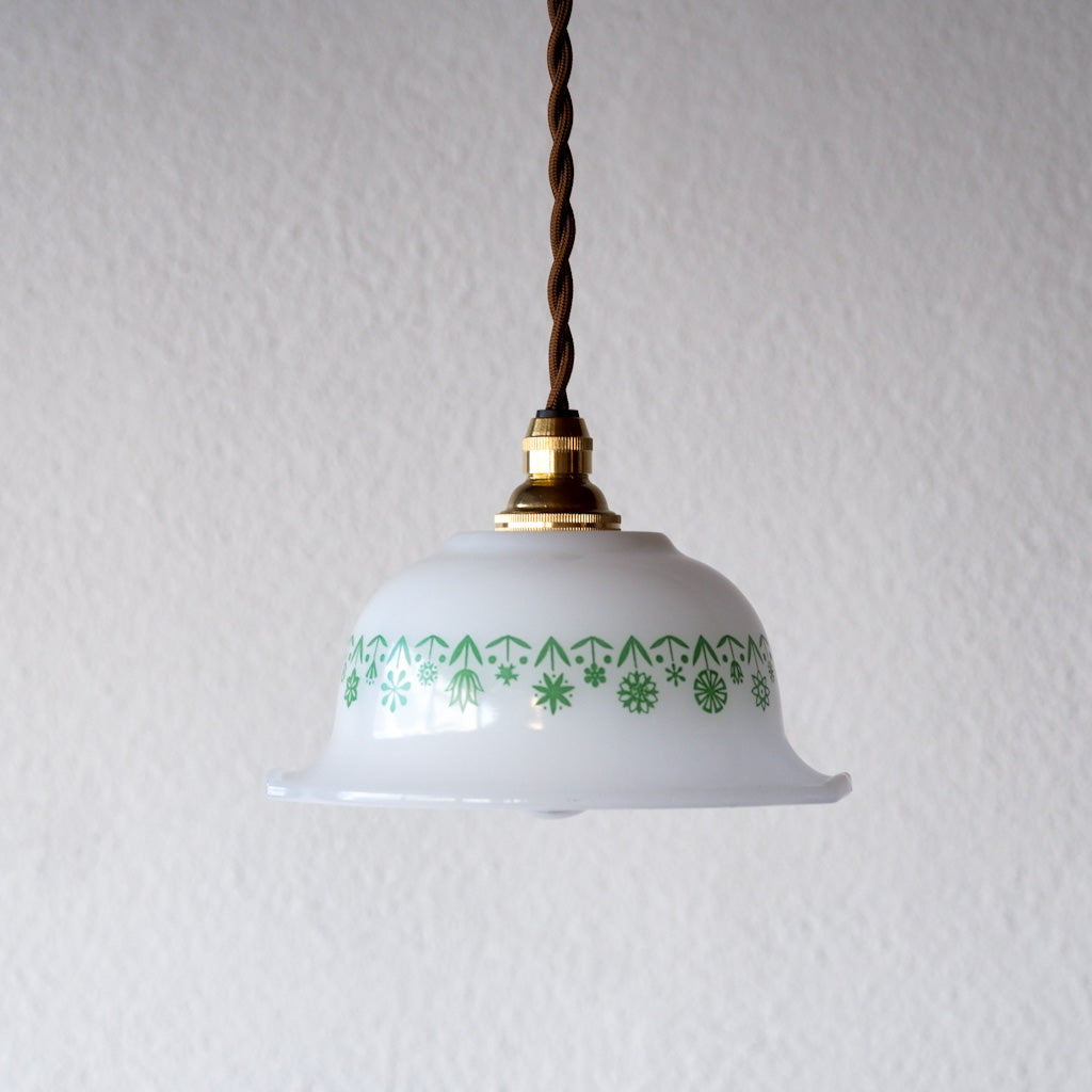 GLASBAKE｜キャセロール｜ミルクガラス｜緑｜ペンダントライト