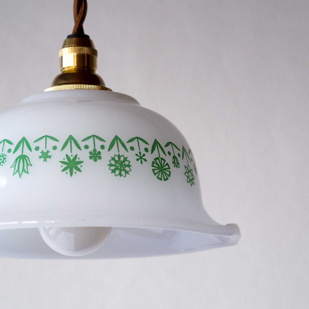 GLASBAKE｜キャセロール｜ミルクガラス｜緑｜ペンダントライト