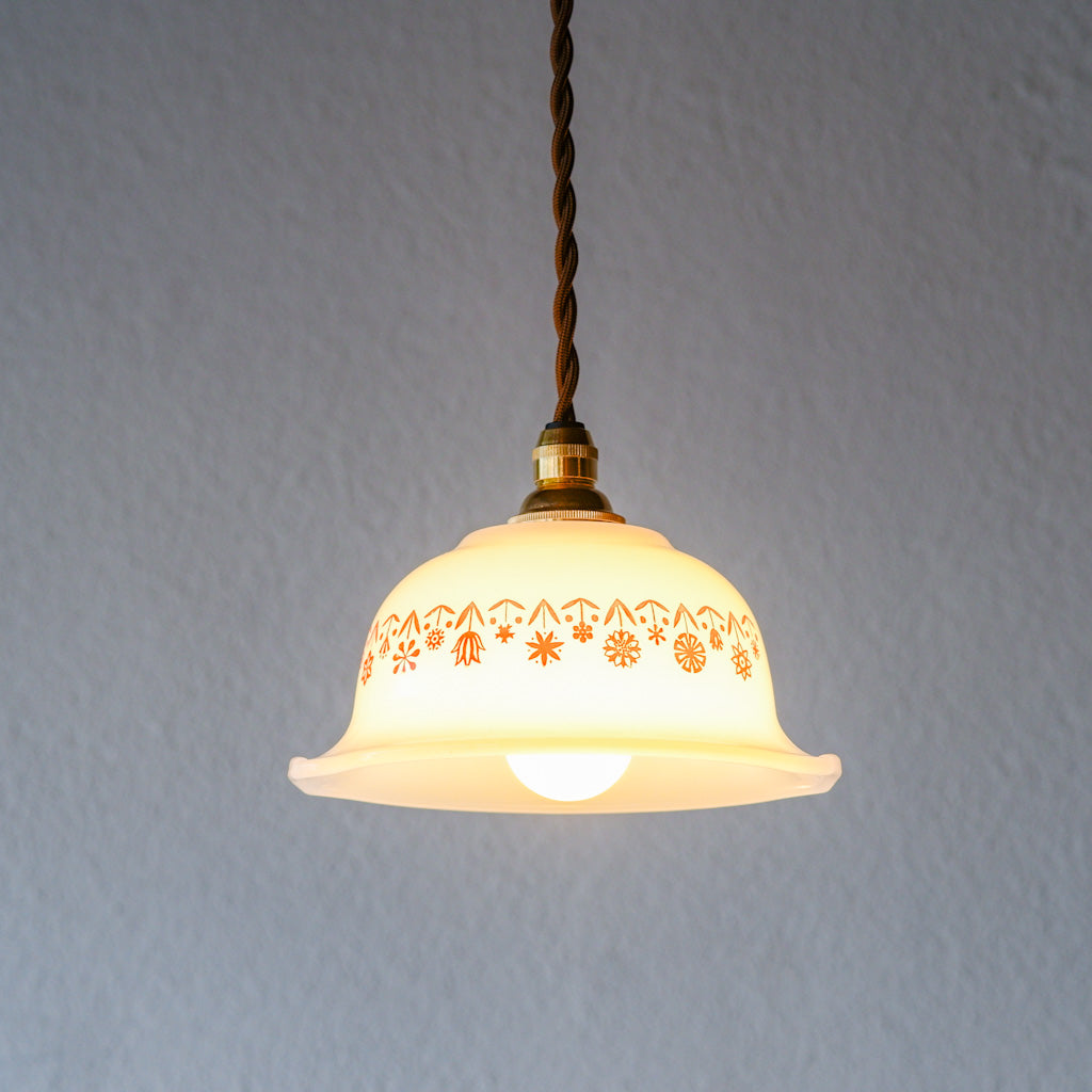 GLASBAKE｜キャセロール｜ミルクガラス｜赤｜ペンダントライト