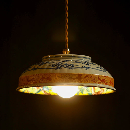 九谷焼｜龍峰｜山水｜花鳥文｜ペンダントライト